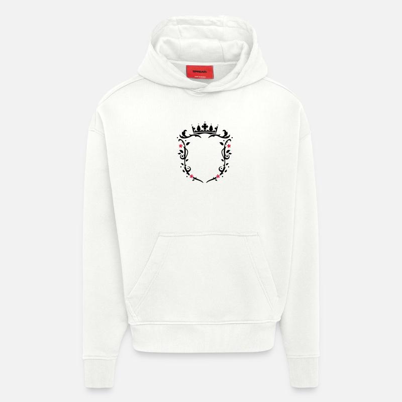 florales Wappen mit Krone - Hoodie- made by SPREAD - OFF WHITE