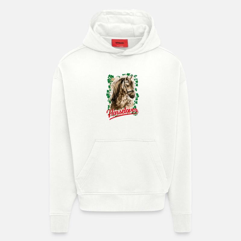 Équitation - cavalier - saut - cheval - cavalier - Sweat à capuche bio épais oversize fabriqué en UE - OFF WHITE