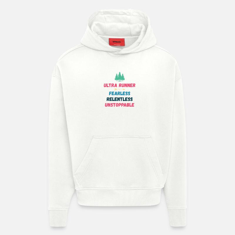 Ultra Runner - Intrépide. Implacable. Imparable. - Sweat à capuche bio épais oversize fabriqué en UE - OFF WHITE