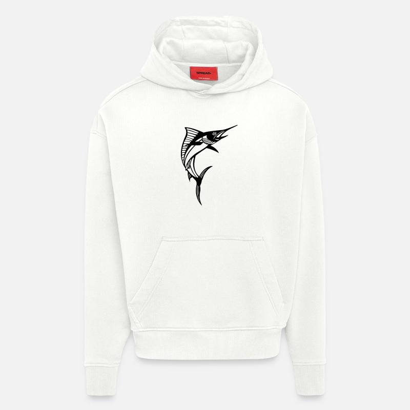 Espadon noir - Sweat à capuche bio épais oversize fabriqué en UE - OFF WHITE