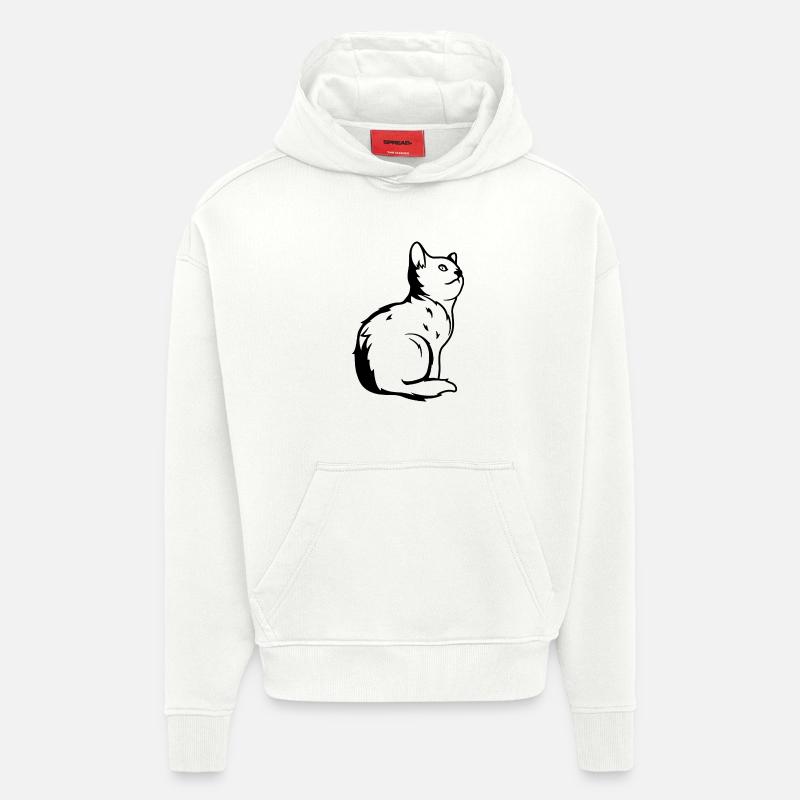 Chat - Sweat à capuche bio épais oversize fabriqué en UE - OFF WHITE
