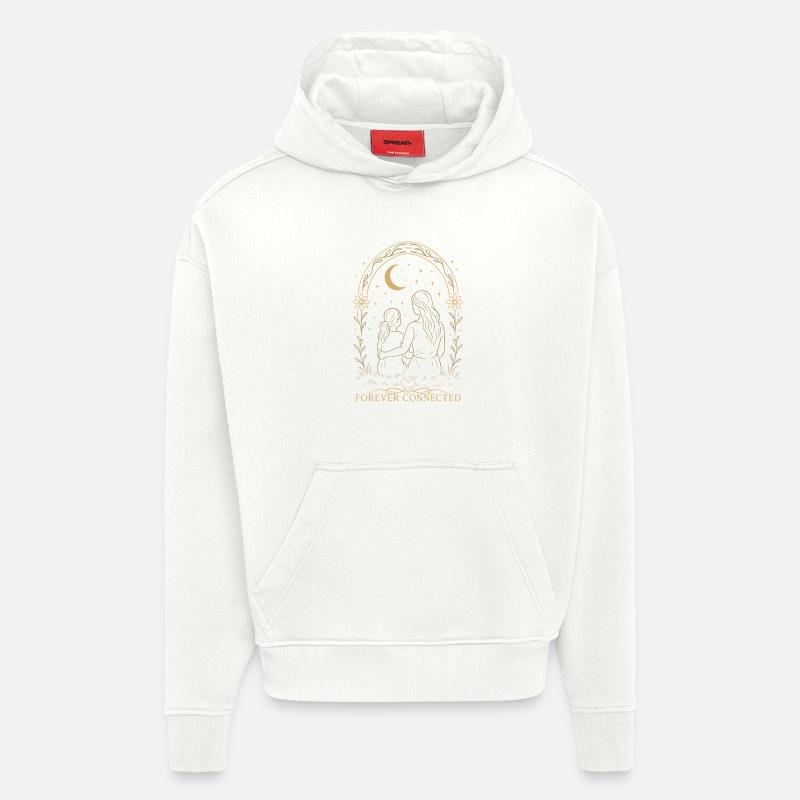 Idée cadeau maman fille toujours connectée - Sweat à capuche bio épais oversize fabriqué en UE - OFF WHITE