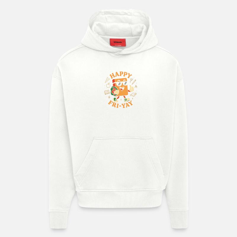 Joyeux vendredi, Yay, Vendredi, Amant, Friyay - Sweat à capuche bio épais oversize fabriqué en UE - OFF WHITE