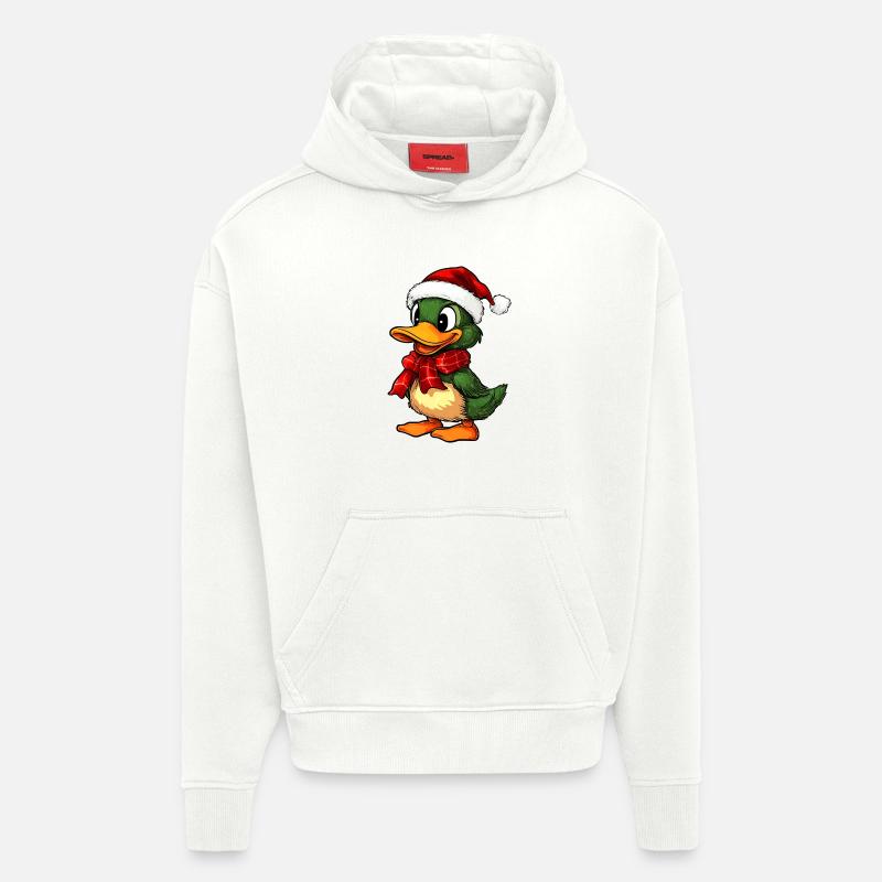 Canards de Noël - Sweat à capuche bio épais oversize fabriqué en UE - OFF WHITE