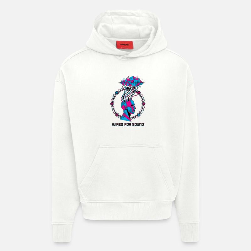 Câblé pour Sound Cyber Head - Sweat à capuche bio épais oversize fabriqué en UE - OFF WHITE
