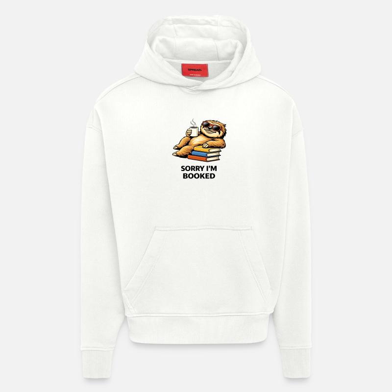 Cozy Sloth Reading Stack - Hoodie- made by SPREAD  - OFF WHITE