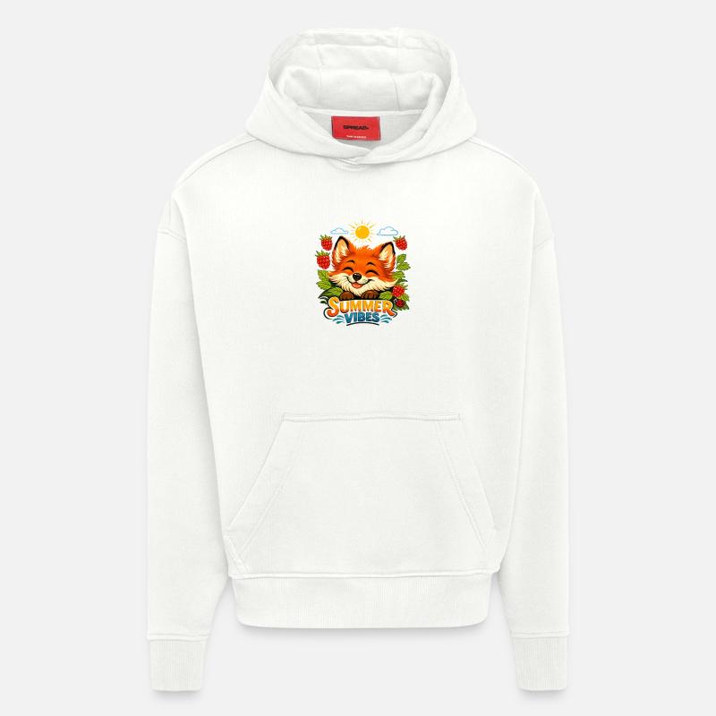 Sommerdruck mit einem Fuchs - Hoodie- made by SPREAD  - OFF WHITE