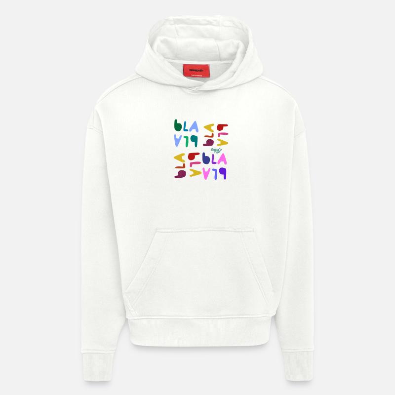 Bla bla bla - Sweat à capuche bio épais oversize fabriqué en UE - OFF WHITE