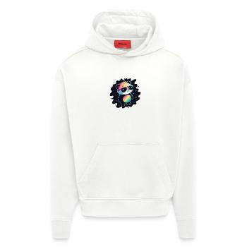 Panda arc-en-ciel galaxie lunettes cool - Sweat à capuche bio épais oversize fabriqué en UE - OFF WHITE - Devant