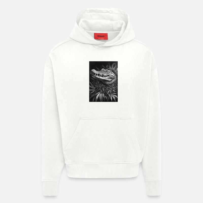 Krokodil im Hanfblattwald - Hoodie- made by SPREAD  - OFF WHITE