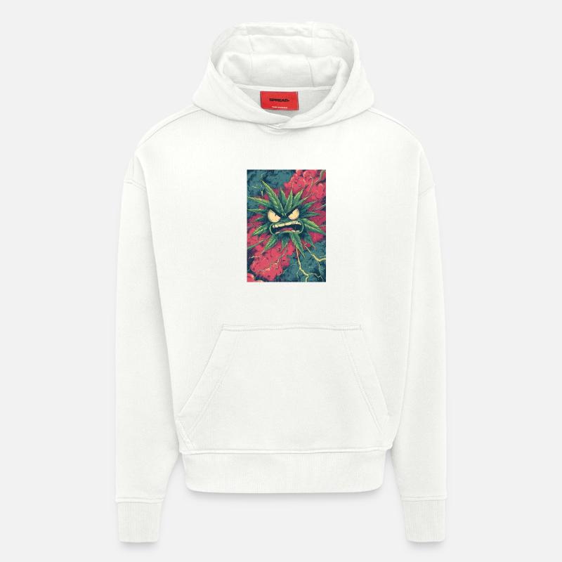 Wütendes Hanfblatt-Chaos - Hoodie- made by SPREAD  - OFF WHITE