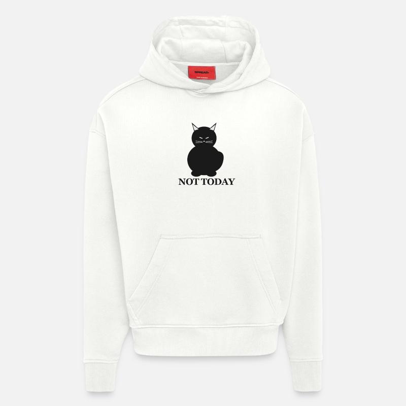 Silhouette de chat pas aujourd’hui - Sweat à capuche bio épais oversize fabriqué en UE - OFF WHITE