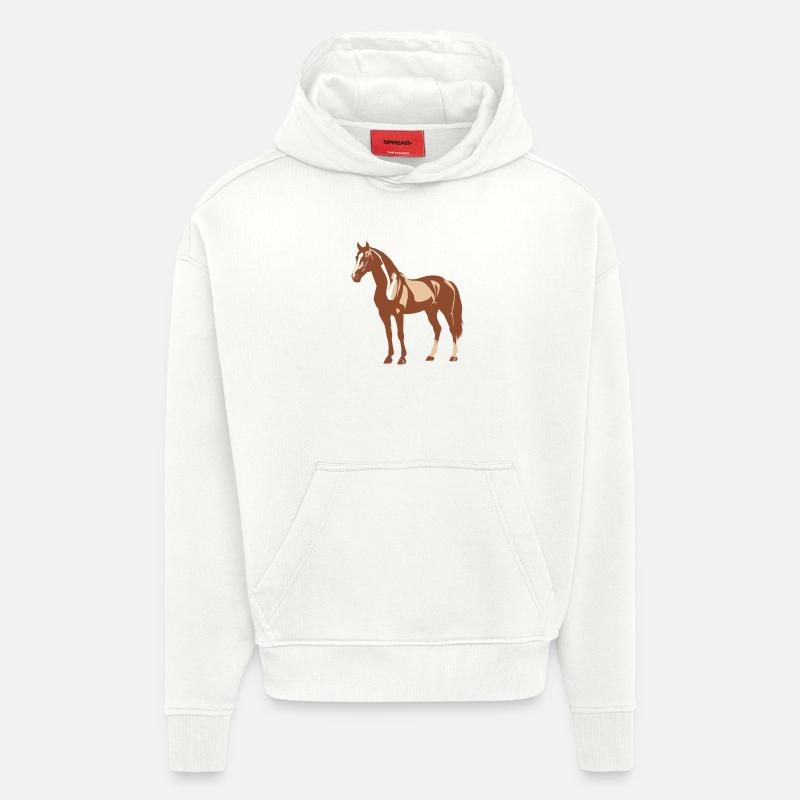 Conception de chevaux - Sweat à capuche bio épais oversize fabriqué en UE - OFF WHITE