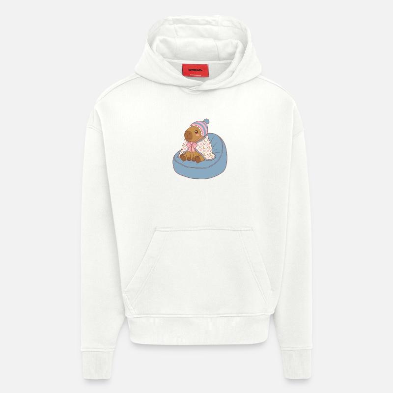 Cuddle Capybara Moonstar Blanket - Kawaii Design - Hoodie- made by SPREAD  - OFF WHITE