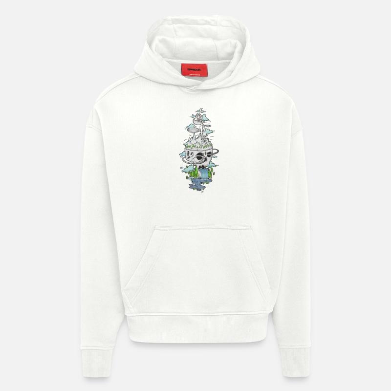 skull&nature - Sweat à capuche bio épais oversize fabriqué en UE - OFF WHITE