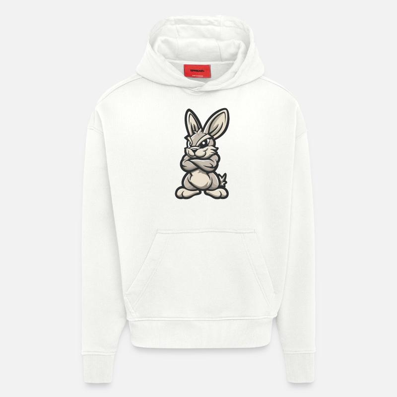 Bande dessinée Hase Rabbit - Sweat à capuche bio épais oversize fabriqué en UE - OFF WHITE