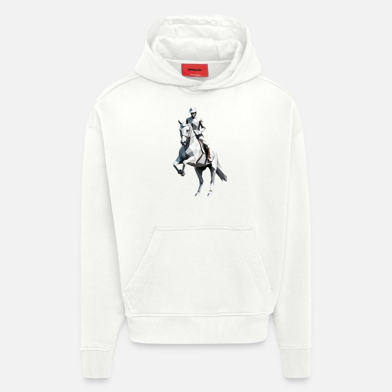 Cavalier Low Poly - Ballet Design - Sweat à capuche bio épais oversize fabriqué en UE - OFF WHITE