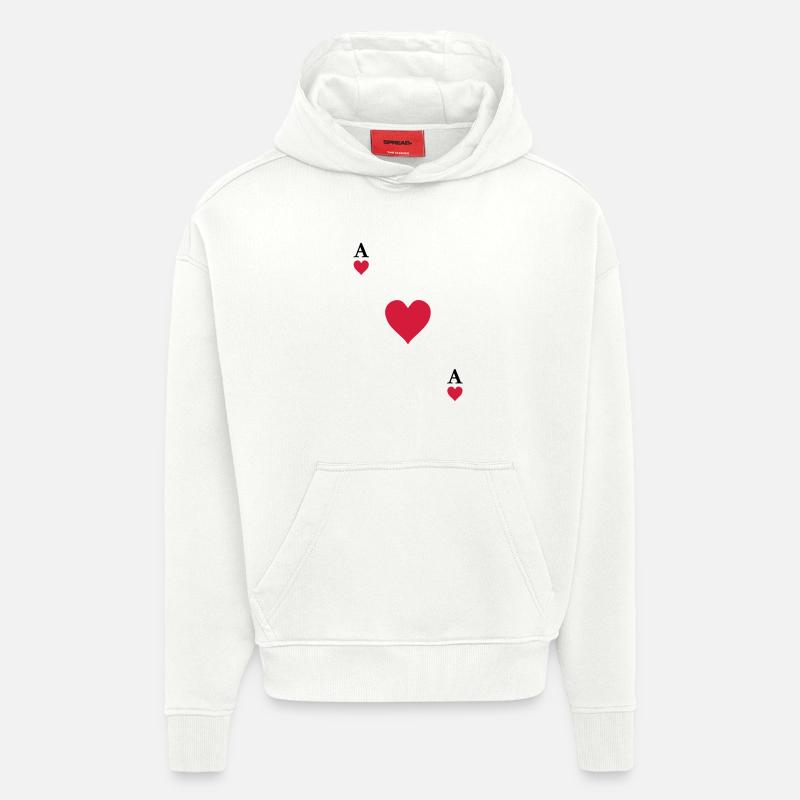 As de coeur - Sweat à capuche bio épais oversize fabriqué en UE - OFF WHITE