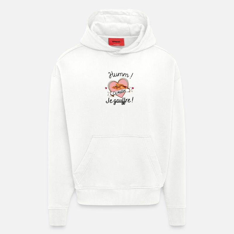 gauffre, humm, je gauffre ce matin. - Sweat à capuche bio épais oversize fabriqué en UE - OFF WHITE