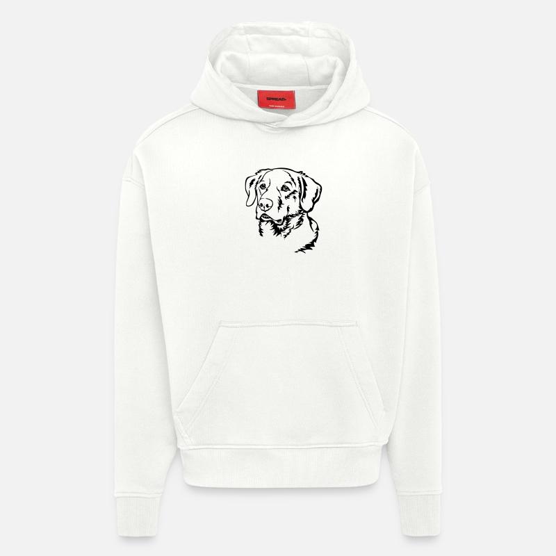Tête de labrador - Sweat à capuche bio épais oversize fabriqué en UE - OFF WHITE