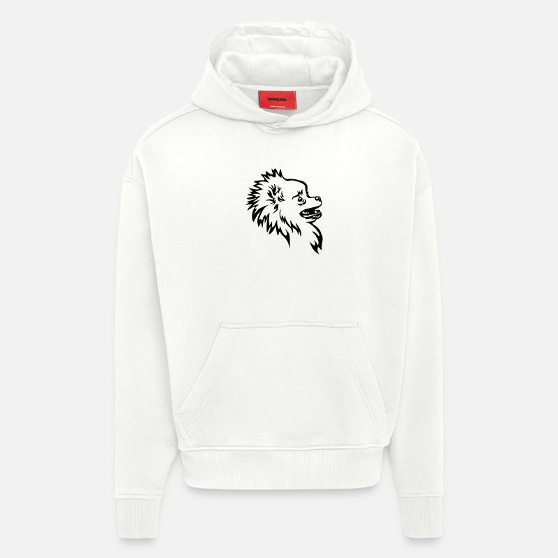 Tête de Zwergspitz - Sweat à capuche bio épais oversize fabriqué en UE - OFF WHITE
