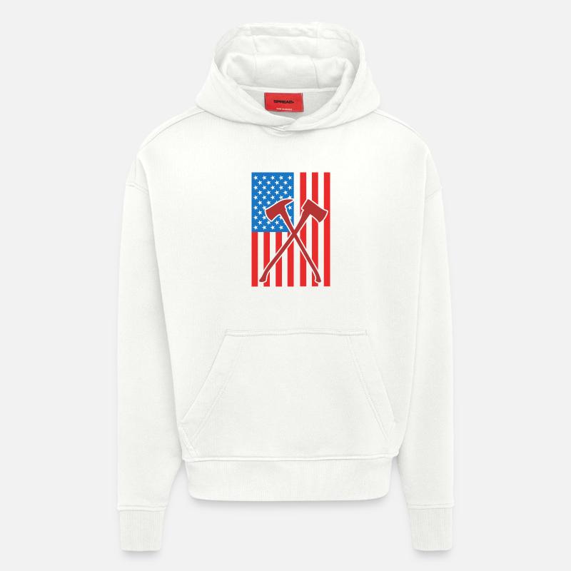 Drapeau de Fire Fighting USA - Sweat à capuche bio épais oversize fabriqué en UE - OFF WHITE