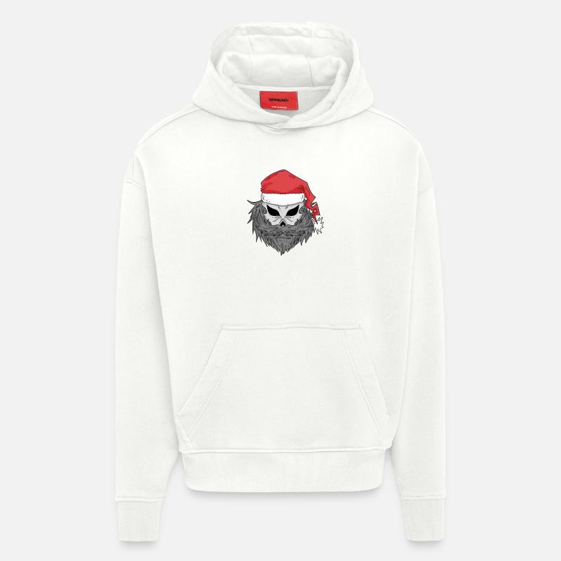 Crâne de Père Noël - Sweat à capuche bio épais oversize fabriqué en UE - OFF WHITE