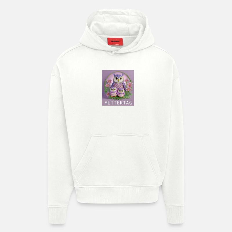 Muttertag Eulenfamilie - Hoodie- made by SPREAD - OFF WHITE