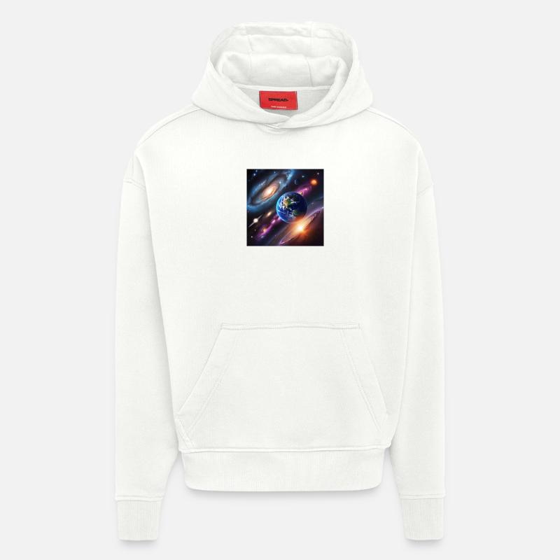 Système solaire / Solar System - Sweat à capuche bio épais oversize fabriqué en UE - OFF WHITE