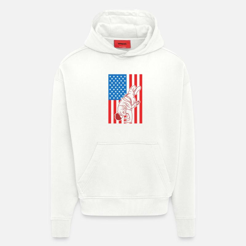 Drapeau Breakdance USA - Sweat à capuche bio épais oversize fabriqué en UE - OFF WHITE