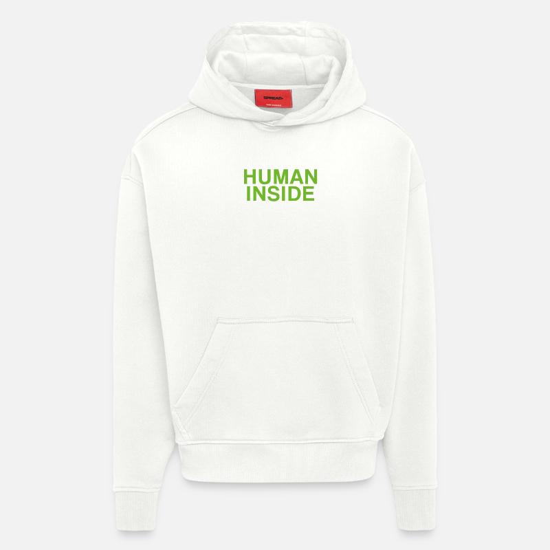CONCEPTION DE TEXTE HUMAN INSIDE - Sweat à capuche bio épais oversize fabriqué en UE - OFF WHITE