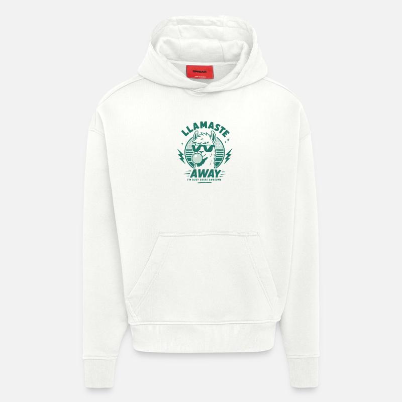 Llamaste Away Lama drôle - Sweat à capuche bio épais oversize fabriqué en UE - OFF WHITE