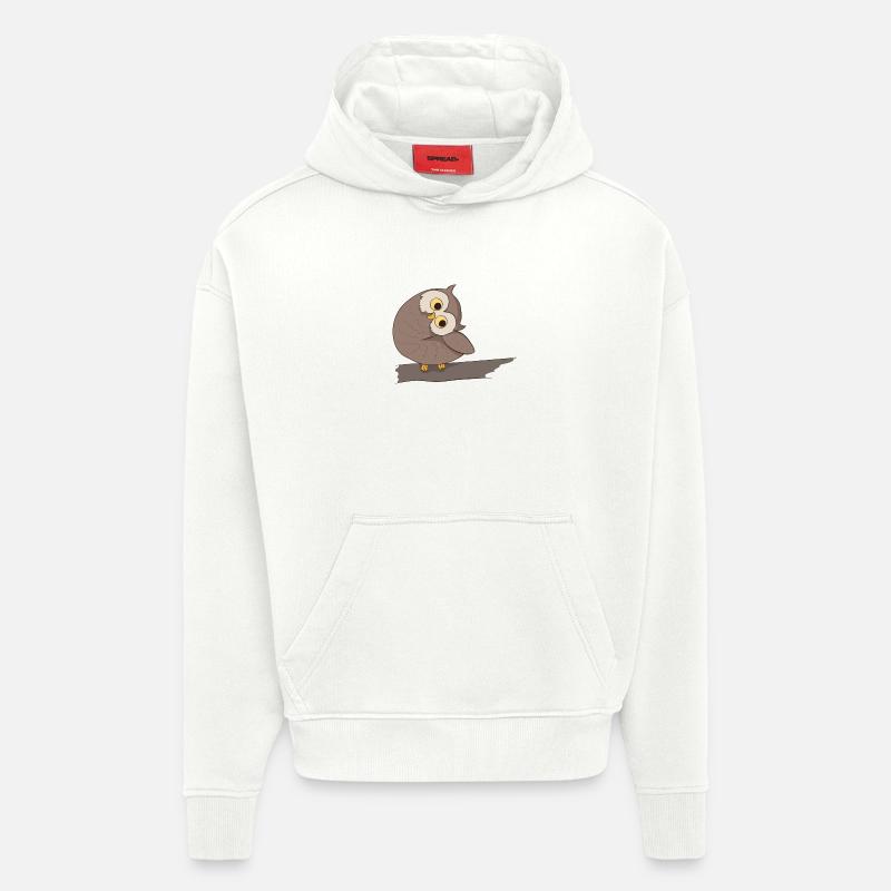 Uhu Hibou Comic - Sweat à capuche bio épais oversize fabriqué en UE - OFF WHITE