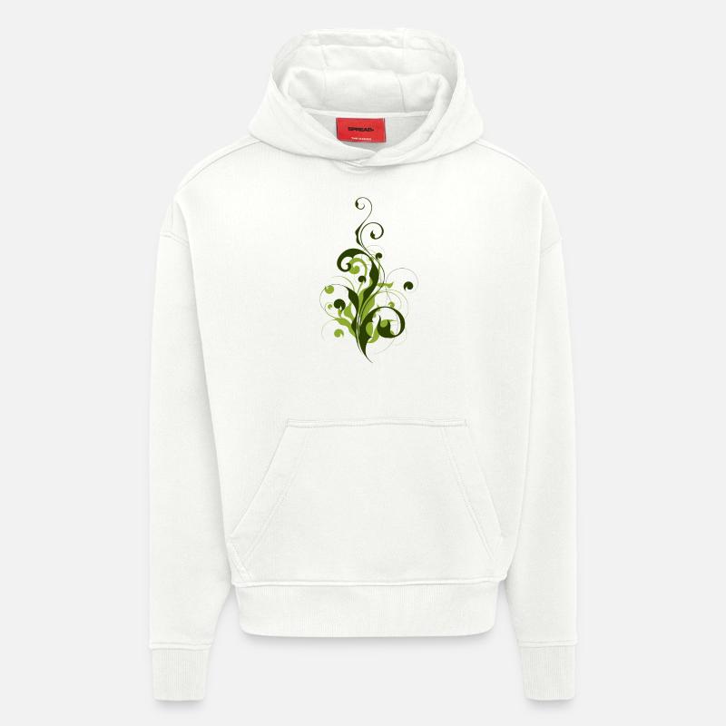 Abstrakte Pflanze - Blume - Flora - Sweat à capuche bio épais oversize fabriqué en UE - OFF WHITE