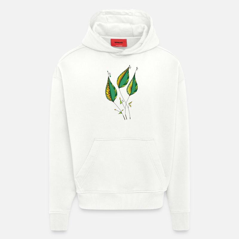 Feuilles décoratives - Sweat à capuche bio épais oversize fabriqué en UE - OFF WHITE