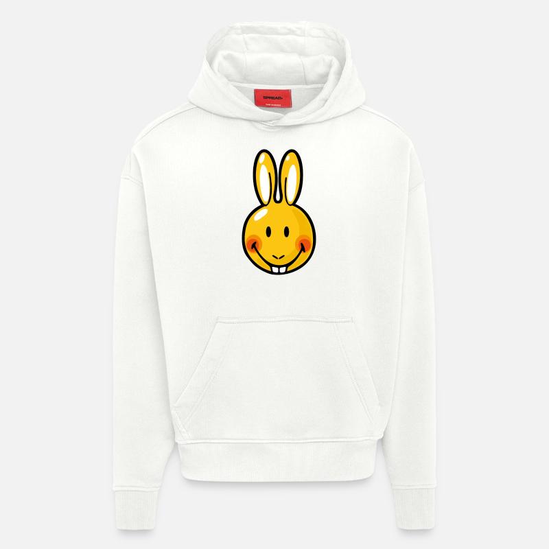 Smiley Rabbit - Sweat à capuche bio épais oversize fabriqué en UE - OFF WHITE