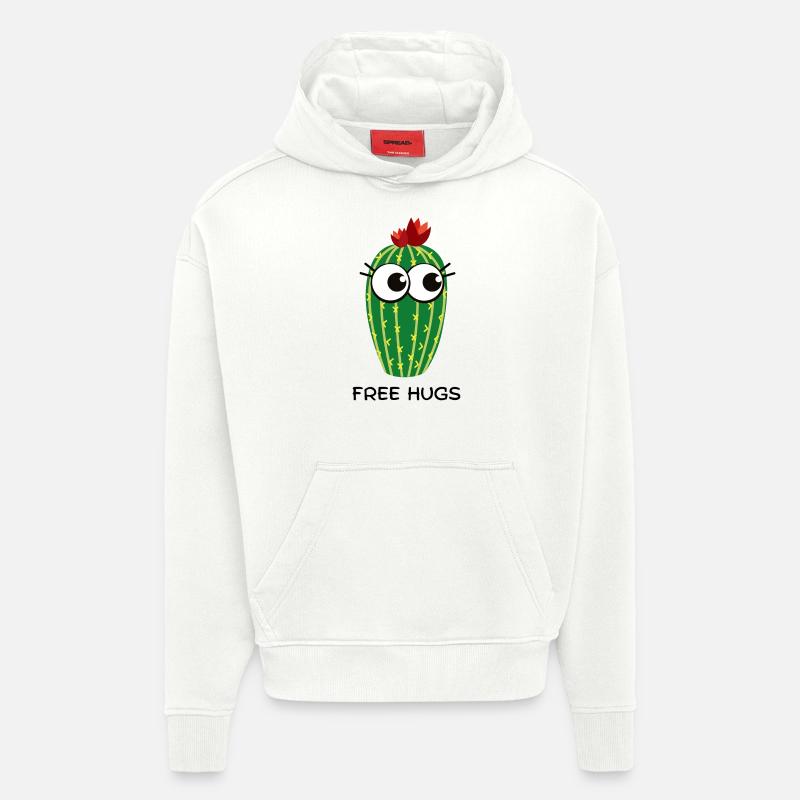 Câlins gratuits Cactus - Sweat à capuche bio épais oversize fabriqué en UE - OFF WHITE