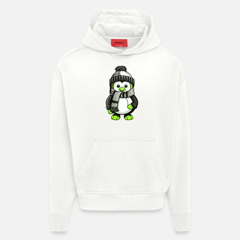 Pinguin Winter Comic - Hoodie- made by SPREAD  - OFF WHITE