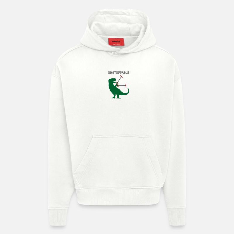 Unstoppable T-Rex - Sweat à capuche bio épais oversize fabriqué en UE - OFF WHITE