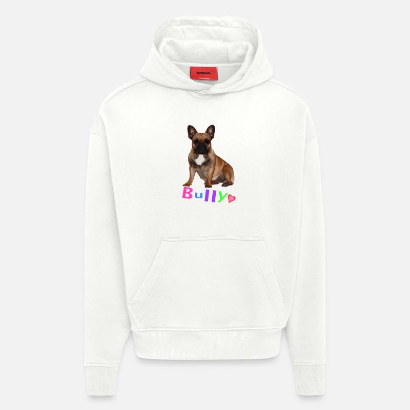 Français Bouledogue - Sweat à capuche bio épais oversize fabriqué en UE - OFF WHITE