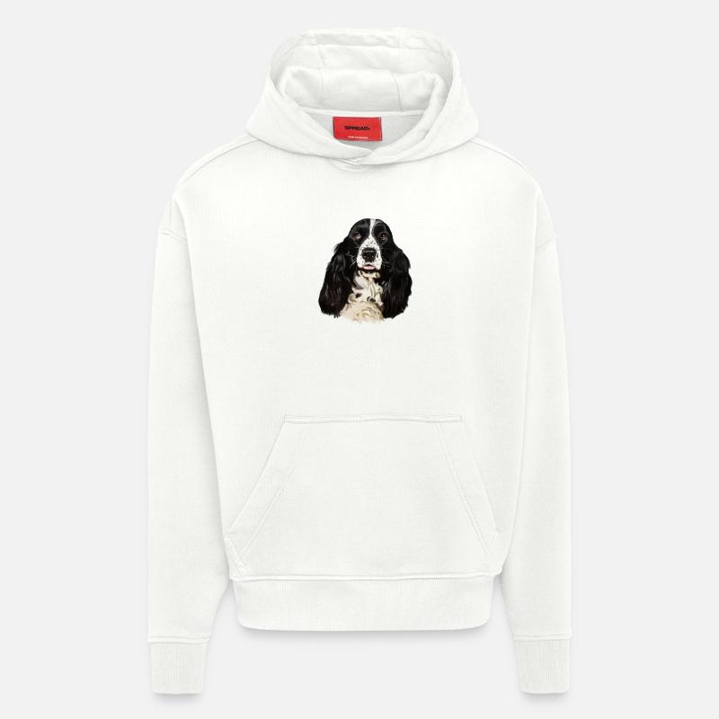 cocker spaniel - Sweat à capuche bio épais oversize fabriqué en UE - OFF WHITE
