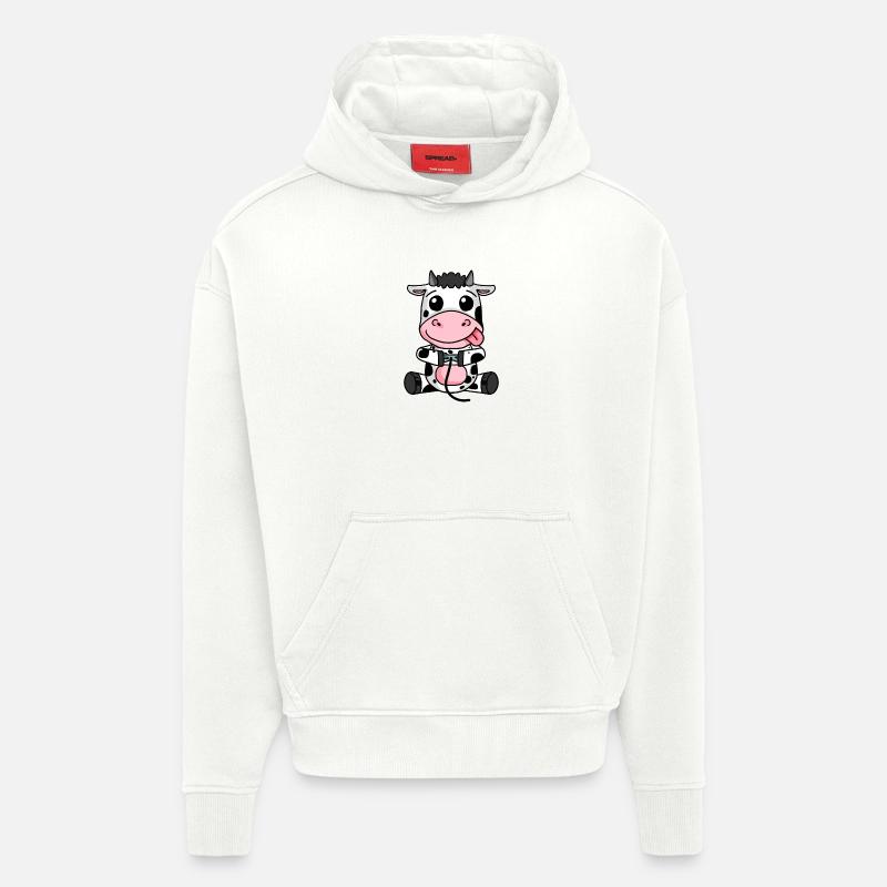 Jeu de joueur de vache - Sweat à capuche bio épais oversize fabriqué en UE - OFF WHITE
