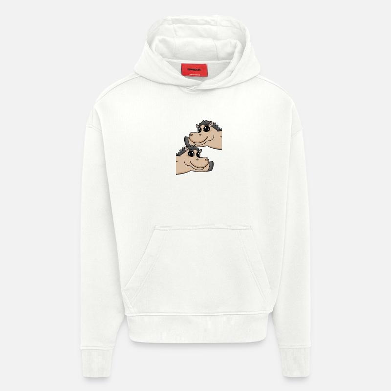 Chevaux à cheval - Sweat à capuche bio épais oversize fabriqué en UE - OFF WHITE