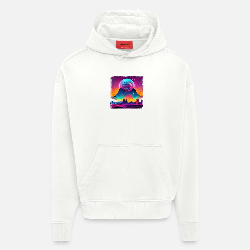 Fantaisie spatiale - Sweat à capuche bio épais oversize fabriqué en UE - OFF WHITE