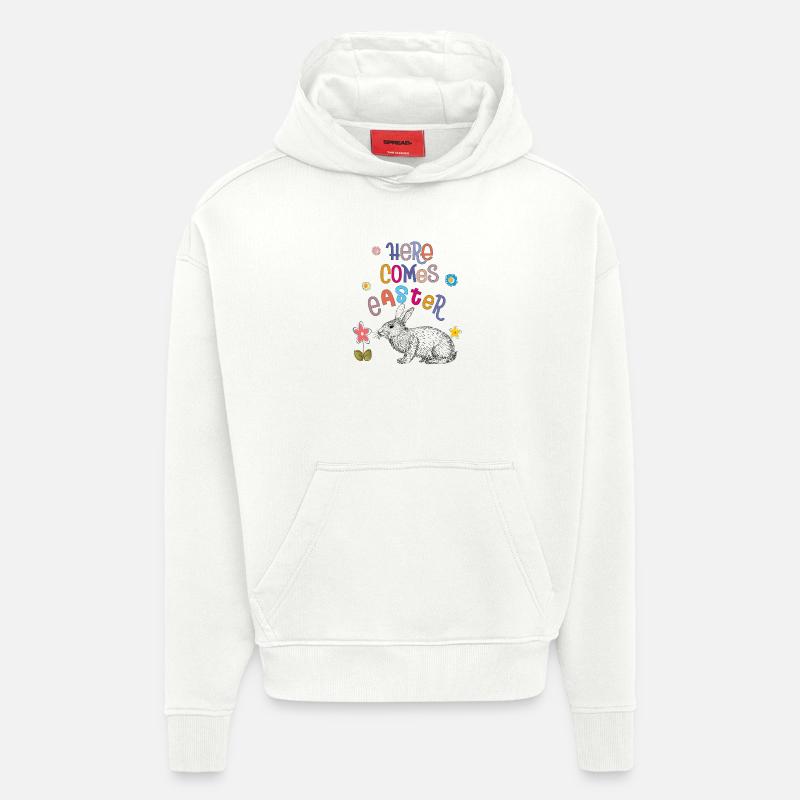 Joyeuses Pâques Lapin de Pâques - Sweat à capuche bio épais oversize fabriqué en UE - OFF WHITE