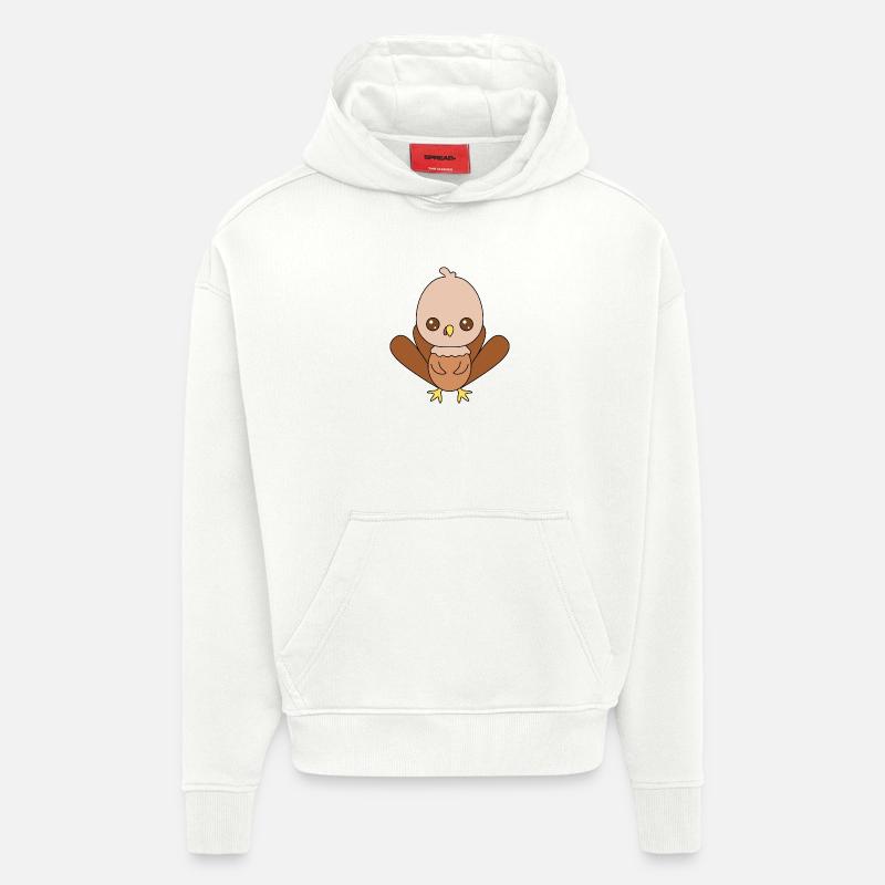 Conception de personnage de dinde mignonne - Sweat à capuche bio épais oversize fabriqué en UE - OFF WHITE