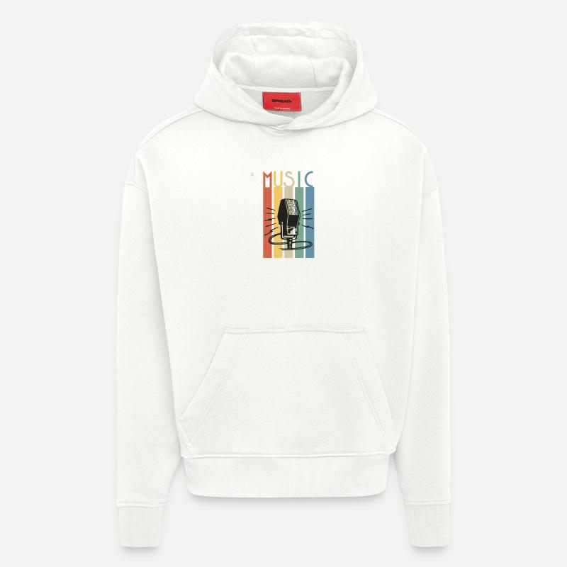 Bande musicale de microphone rétro - Sweat à capuche bio épais oversize fabriqué en UE - OFF WHITE