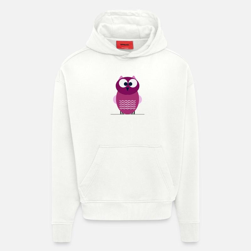 Hibou de la forêt pourpre - Sweat à capuche bio épais oversize fabriqué en UE - OFF WHITE
