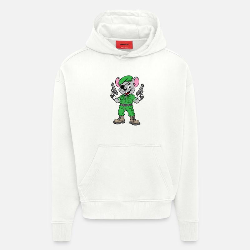 Ranger souris armé - Sweat à capuche bio épais oversize fabriqué en UE - OFF WHITE