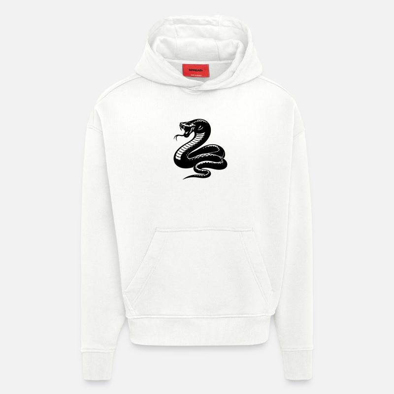 Silhouette du python serpent - Sweat à capuche bio épais oversize fabriqué en UE - OFF WHITE